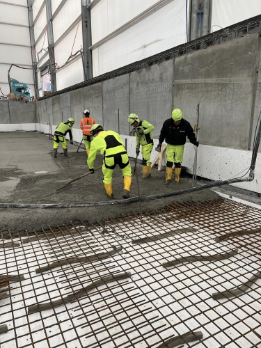 Terrændæk i beton - bygning i Rødding